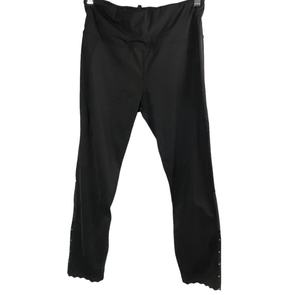 VARLEY Women Elastic Waist Drawstring Ankle Leggings Sz M Black Gym Active 10-15